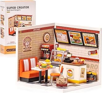 Super Creator-Mini Blocks Model Building Set for Adults, Miniature Plastic House Kit Super Store-Building Blocks Toys for Teens 8-12, DIY Crafts/Hobbies for Teens&Adults (Yum Yum Burgers)
