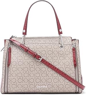 Calvin Klein Reyna Novelty Satchel, Caramel Combo, One Size