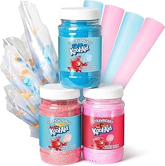 Kool-Aid Cotton Candy Flossing Sugar Party Kit 3-Pack, Blue Raspberry, Strawberry, Tropical Punch, 3-7 oz bottles - 21 total ounces - Bottles of Cotton Candy Sugar Mix