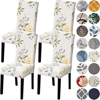 HZDHCLH Chair Covers for Dining Room Set of 4,Stretch Spandex Parsons Chair Slipcover 4 Pack,Washable Anti-dust Chair Seat Covers for Kitchen,Wedding,Party