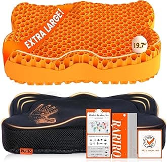 Enlarged 19.7" Gel Seat Cushion, Egg Gel Chair Pads for Wheelchair Pressure Coccyx Sciatica Pain Relief, Cooling Desk Seat Cushion for Kayak, Car, Office Chair Long Sitting[Orange]