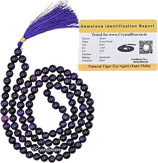 Crystal Japa Mala - 108 Beads Buddhist Prayer Beads - AAA Grade Original Healing Gemstone Agate Mala for Yoga Meditation Spiritual Reiki Feng Shui