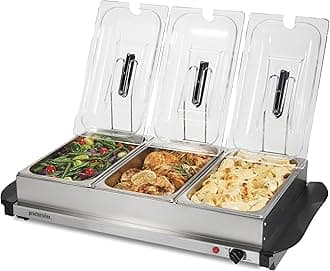 Proctor Silex 34300R Buffet Server & Food Warmer, Adjustable Heat, for Parties, Holidays and Entertaining, Stainless Steel