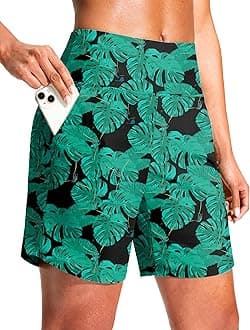 G Gradual Women's 7' Quick Dry Swim Board Shorts Swimming Bottoms High Waisted Beach Shorts for Women with Liner Pockets