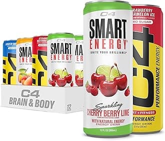 C4 Energy & Smart Energy Drinks Variety Pack, Sugar Free Pre Workout Performance Drink With No Artificial Colors or Dyes, Zero Calorie, Coffee Substitute or Alternative, 4 Flavor Variety 12 Pack