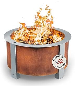 Breeo Smokeless Fire Pit (X Series 24, Corten Steel) | 27.5 inch Smokeless Firepit for Outside | 62 Pounds | Ideal for Families Compatible with Wide Range of Breeo Accessories