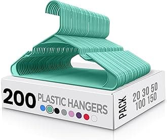 Utopia Home Clothes Hangers 200 Pack - Plastic Hangers Space Saving - Durable Coat Hanger with Shoulder Grooves (Aqua)