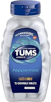 TUMS Ultra Strength Chewable Antacid Tablets for Heartburn Relief, Peppermint - 72 Count