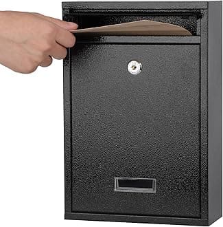 KYODOLED Key Lock Mailboxes for Outside, Locking Wall Mount Mailbox, Security Key Drop Box for Letters, Cash, Cards, Steel Mail Box for House Office School, 12.4H x 8.54L x 3.35W Inches, Black