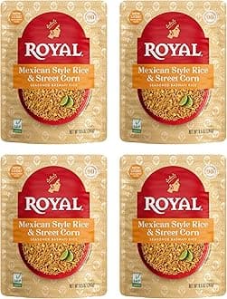 Royal Mexican Street Corn Basmati Rice - Ready to Heat Basmati Rice - (4 Pack) 8.5 oz Microwaveable Pouch