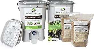 Premium Bokashi Composting Starter Kit (Includes 2 Bokashi Bins, 4.4 lbs of Bokashi Bran and Full Instructions
