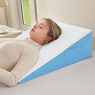 Wedge Pillow for Sleeping, 7.5 inch Wedge Pillow for Sleep Apnea, Pillow Wedges for Sleeping Acid Reflux, Sleep Apnea Pillow, Bed Wedge Pillow for Sleeping, Snoring, After Surgery, Blue & White