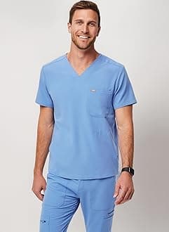 FIGS Chisec Scrub Top for Men – 3 Pockets, Tailored Fit, Squared V-Neck, 4-Way Stretch, Moisture-Wicking Men's Scrubs