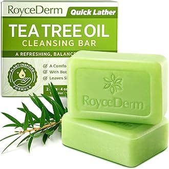 RoyceDerm Tea Tree Cleansing Bar Soap – Refreshing Body & Face Cleanser for Oily & Sweat-Prone Skin, Deep Clean Feel, Quick Lather, Plant-Inspired Formula