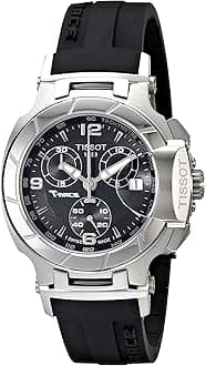 Tissot T-Race T048.217.17.057.00 Women's Quartz Watch with Rubber Chronograph Design, Schwarz/Schwarz, Strap