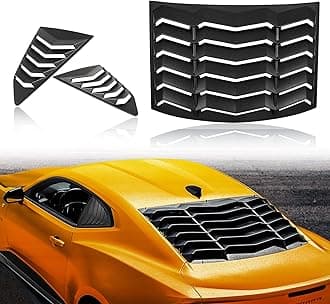 2016-2023 Rear Window Louvers Rear+Side Set Windshield Sun Shade Cover Lambo Style Matte Black Compatible with Chevrolet Chevy Camaro 2016 2017 2018 2019 2020 2021 2022 2023