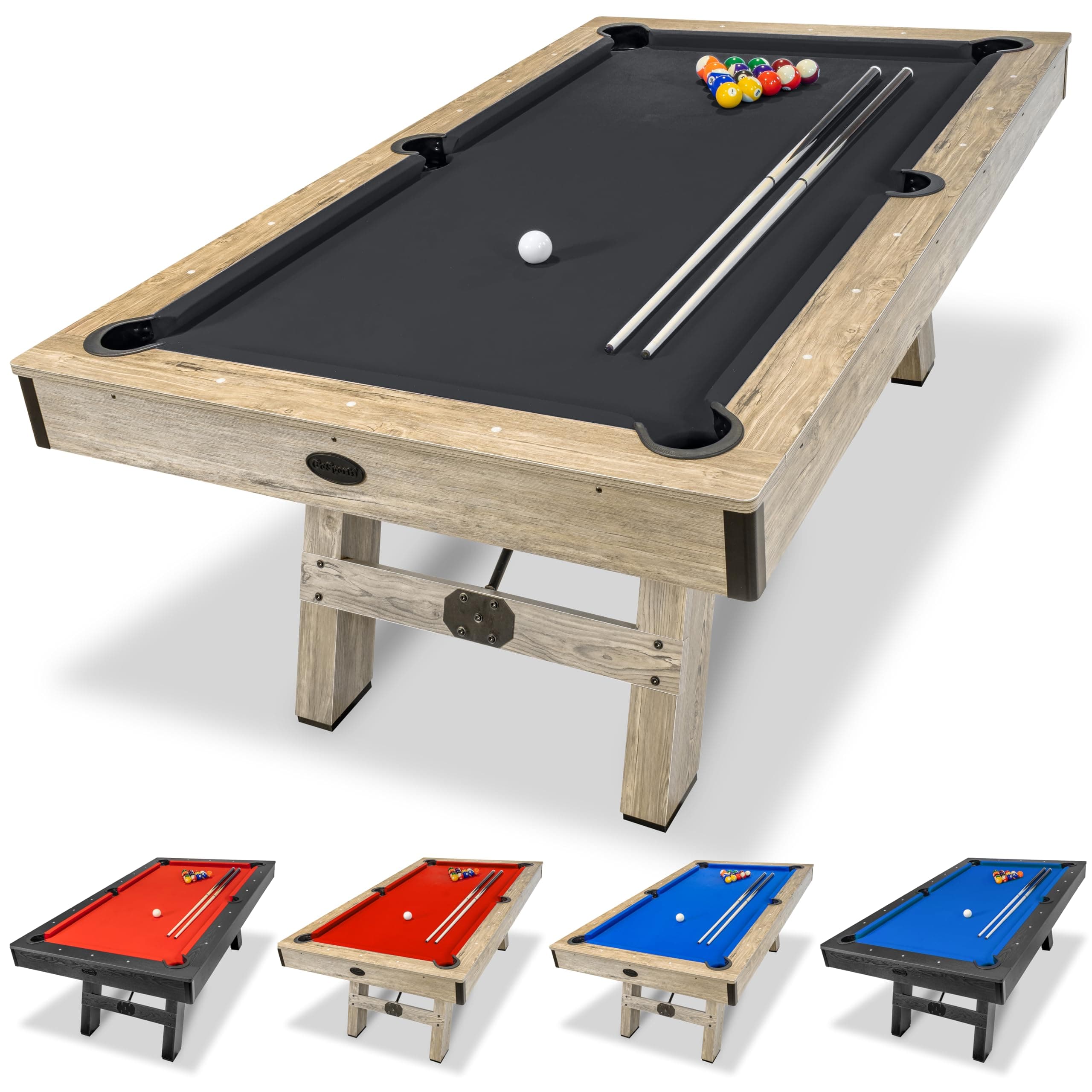 7 ft Pool Table with Rustic Wood Finish