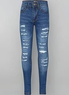 A2Z 4 Kids Girls Ripped Comfort Jeans Stretch Pants Lightweight Casual Fashion for Kids Age 3-14 Years
