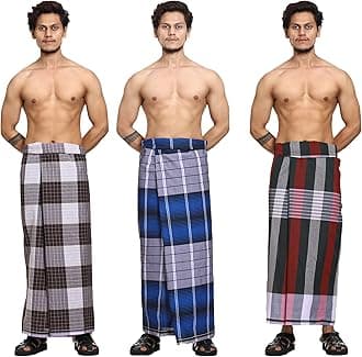Cotton Stitched Lungis Pack Of 3 (Ready To Wear) 2.25Meter