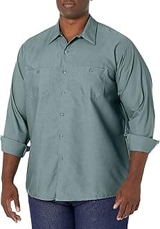 Red Kap Men's Industrial Work Shirt, Regular Fit, Long Sleeve Utility Button