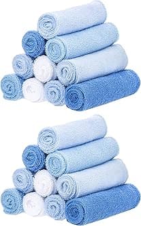 SpasilkWashcloths for Newborn Boys and Girls, Soft Terry Baby Washcloths, Baby Essentials, Ideal Baby Shower Gifts, Blue, Pack of 20Compact by Design (Amazon-developed Certification)