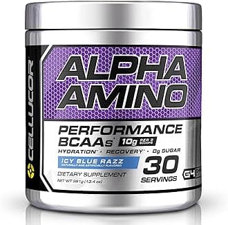 Alpha Amino EAA & BCAA Powder | Branched Chain Essential Amino Acids + Electrolytes | Icy Blue Razz | 30 Servings