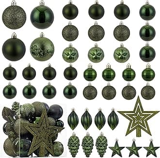Christmas Ball Ornaments - 43pcs Shatterproof Christmas Tree Decorative Hanging Ornaments with Loop for Xmas Holiday Party Wreath Home Decoration (Dark Green)