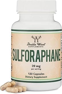 Sulforaphane Supplement - 20mg of Sulforaphane per Serving (120 Capsules) Potent Broccoli Extract for Healthy Aging (Derived from Broccoli Sprouts, Vegan Safe) by Double Wood