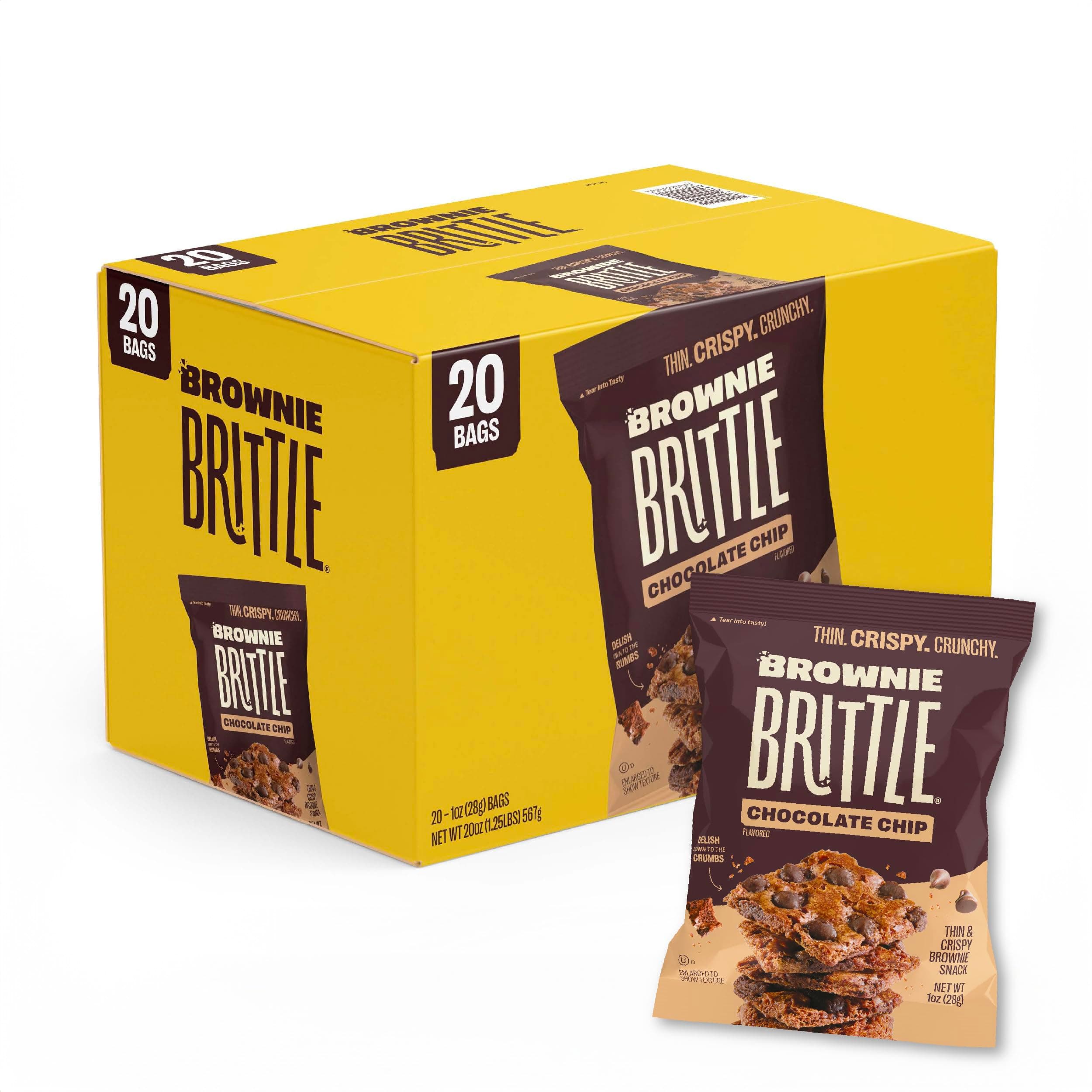 - Brownie Brittle – Original Chocolate Chip Thin and Crispy Sweet Snacks (Pack of 20, 1 oz), Rich Gourmet Brownie Bites Dessert