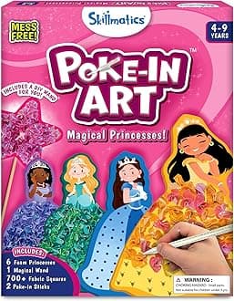 Poke-in Art - Magical Princesses, Mess-Free Fun for Kids, DIY Craft Kits, Creative Activity, Gifts for Girls & Boys Ages 4, 5, 6, 7, 8, 9