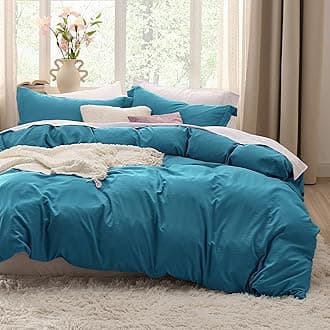 Bedsure Teal Duvet Cover Full Size - 3 Pieces Prewashed Extra Soft Cotton-Like Bedding Set, Includes 1 Duvet Cover 80x90 Inches with Zipper Closure & 2 Pillow Shams, Comforter Not Included