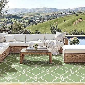 Ashler Outdoor Plastic Straw Rug Waterproof for Patio, Clearance Reversible Camping Mats, 8x10 Large Outdoor Area Rugs with Carrying Bag, for RV, Picnic, Backyard, Indoor, Sage Green