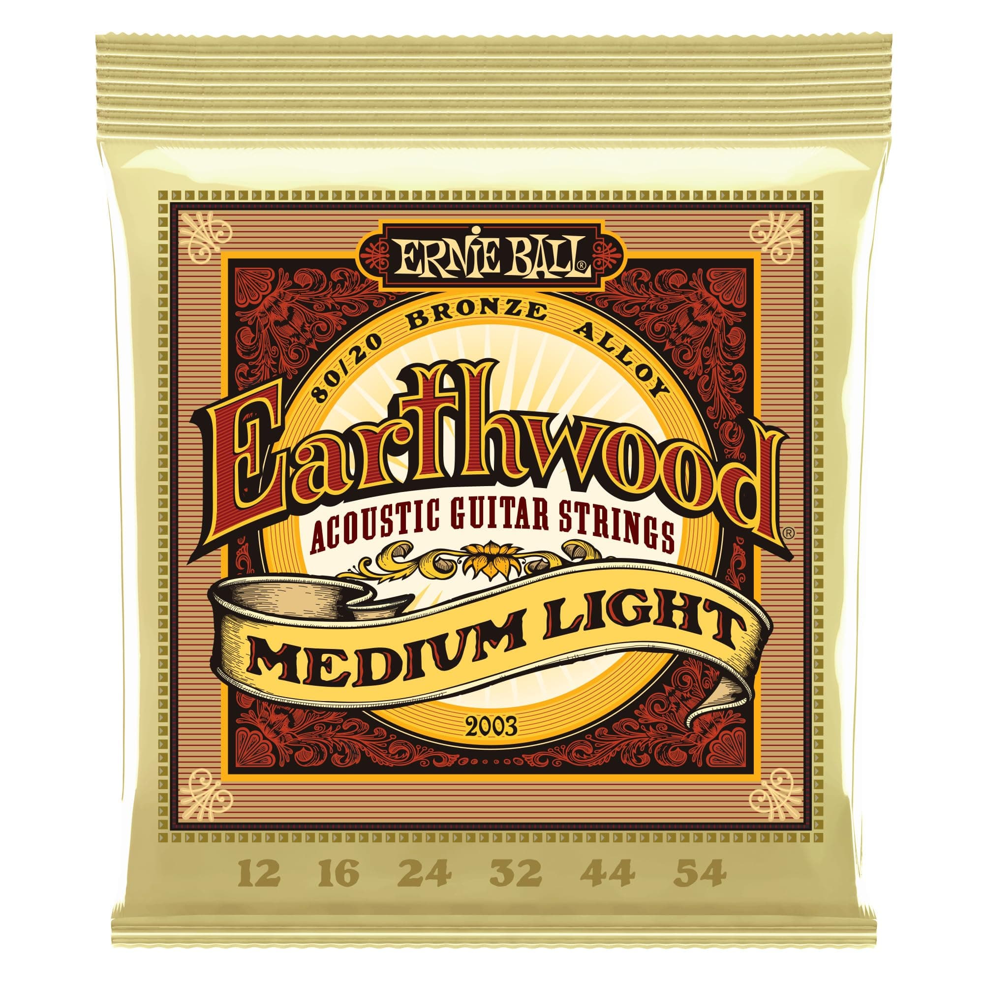Earthwood Medium Light 80/20 Bronze Acoustic Guitar Strings - 12-54 Gauge