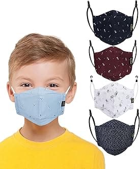 Cenwell Cotton Reusable, Washable & Breathable Face Mask with Adjustable Earloops and Without Valve for Boys Girls Children