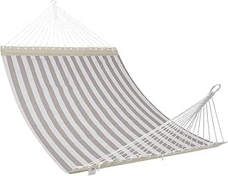Patio Watcher 13 FT Quick Dry Textilene Hammock - Outdoor Double Hammock - Heavy Duty for Outside - 450 lbs Capacity - Beige White