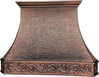 SINDA Wall Mount Copper Range Hood with Profession Stainless Steel Vent with Liner & Internal Motor, 42"W x 48"H, Beehive-Antique Copper, H3LBCW4248