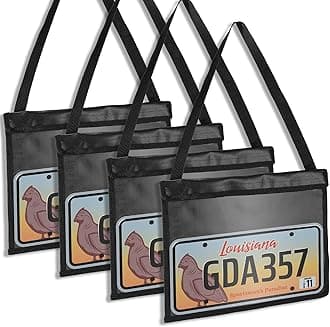 4 Pieces License Plate Holder with Hanging Strap Test Drive License Plate Holder License Plate Tag Bag Dealer Plates Tag Bags Black License Plate Frame Cover Car Plate Bracket Holder for Car SUV Truck