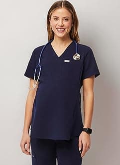 Octavia Maternity Scrub Top for Women — V-Neck, One Pocket, Curved High-Low Hem, 4-Way Stretch Women's Scrub Top