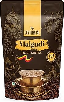 Continental Malgudi Filter Coffee Powder | 500gm Coffee Pouch | 80% Coffee - 20% Chicory | Traditional South Indian Filter Coffee Powder | Roasted Ground Coffee | Smooth Flavour and Rich Aroma |