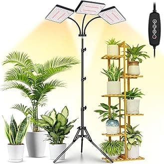 2024 LBW Grow Lights for Indoor Plants with Stand, 642 LEDs Full Spectrum Standing Plant Light, Tall Floor Plant Lamp with 3/6/12H Timer, 6 Brightness, 3 Modes, 63" Adjustable Tripod