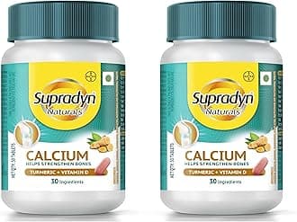 Supradyn Naturals Calcium With Vitamin D 400IU (Veg), Magnesium Supplement, Zinc & Turmeric | For Bone health and Joint support, 60 Tablets for Men and Women