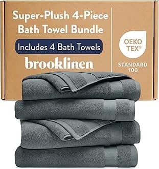 Super-Plush Turkish Cotton Bath Towels - Set of 4 - Cotton, 820 GSM, Highly Absorbent, Machine Washable, Perfect for Home & Bathroom (30" x 58", Slate Grey)