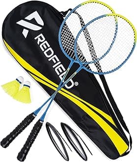 Redfield Badminton Set for Outdoor Backyard Games - 2 Badminton Rackets - 2 Shuttlecocks - Carry Bag - Complete Set for 2 Players