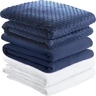 Degrees of Comfort Weighted Blanket w/ 2 Duvet Covers for Hot & Cold Sleepers|Advanced Nano-Ceramic Beads Deliver Durability & Silky Comfort (41x60 10lbs, Navy)