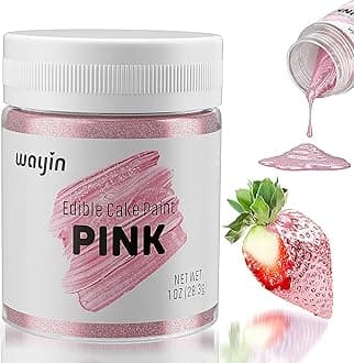 Pink Edible Art Decorative Cake Paint-Upgraded Food Coloring Metallic Edible Glitter Paint for Cake Decorating, Cupcake, Cookie, Fondant, Donuts, Icing Frosting, Candy-Pink/(28.3g/Bottle)