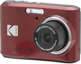 PIXPRO FZ45-RD 16MP Digital Camera 4X Optical Zoom 27mm Wide Angle 1080P Full HD Video 2.7" LCD Vlogging Camera (Red)