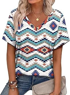 Alaroo Womens Summer Tops 2025 V Neck Short Sleeve Shirts Trendy Dressy Casual Vacation Outfits Printed