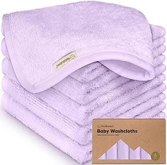 6-Pack Baby Washcloths – Soft Absorbent Viscose from Bamboo Washcloths for Face, Body, Baby Towels for Newborn, Kids, Toddlers, Infant,Gentle on Sensitive Skin,10x10 Reusable Face Towels(Soft Lilac)