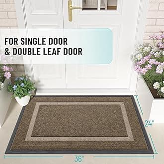 OLANLY Indoor/Outdoor Doormat Waterproof All Seasons Doormat Durable Natural Rubber Fade Resistant Low Profile Easy Clean for Patio Porch