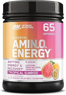 Amino Energy - Pre Workout with Green Tea, BCAA, Amino Acids, Keto Friendly, Green Coffee Extract, Energy Powder - Tropical Sunrise, 20.6 Ounce, 65 Servings (Packaging May Vary)